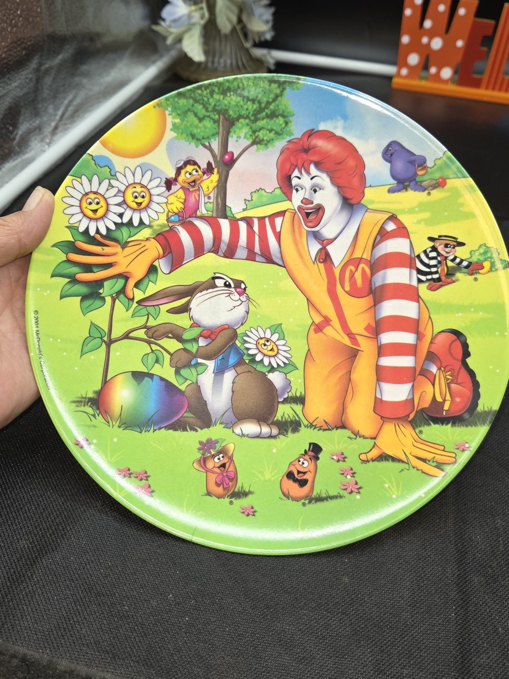 Vintage 2001 McDonald's Ronald McDonald Grimace Plate Easter Rabbit Birdie